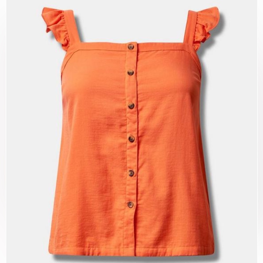 NWT Torrid Double Gauze Ruffle Button Front Tank Top Size 2x - Picture 1 of 9